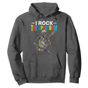 Autism Skeleton Rocker Hoodie I Rock The Spectrum Autism Awareness TS11 Dark Heather Print Your Wear