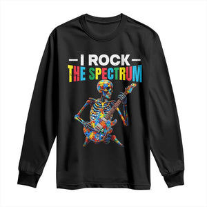Autism Skeleton Rocker Long Sleeve Shirt I Rock The Spectrum Autism Awareness TS11 Black Print Your Wear