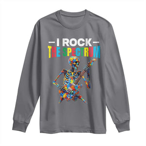 Autism Skeleton Rocker Long Sleeve Shirt I Rock The Spectrum Autism Awareness TS11 Charcoal Print Your Wear
