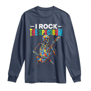 Autism Skeleton Rocker Long Sleeve Shirt I Rock The Spectrum Autism Awareness TS11 Navy Print Your Wear