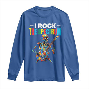 Autism Skeleton Rocker Long Sleeve Shirt I Rock The Spectrum Autism Awareness TS11 Royal Blue Print Your Wear