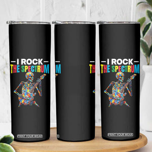 Autism Skeleton Rocker Skinny Tumbler I Rock The Spectrum Autism Awareness TS11 Print Your Wear