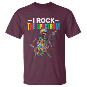 Autism Skeleton Rocker T Shirt I Rock The Spectrum Autism Awareness TS11 Maroon Print Your Wear