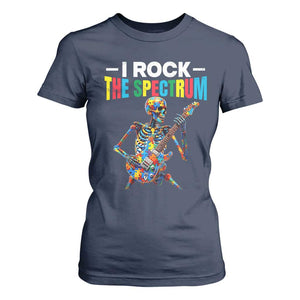 Autism Skeleton Rocker T Shirt For Women I Rock The Spectrum Autism Awareness TS11 Navy Print Your Wear