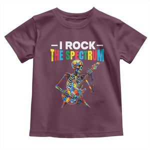 Autism Skeleton Rocker Toddler T Shirt I Rock The Spectrum Autism Awareness TS11 Maroon Print Your Wear