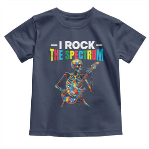 Autism Skeleton Rocker Toddler T Shirt I Rock The Spectrum Autism Awareness TS11 Navy Print Your Wear