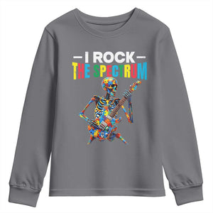 Autism Skeleton Rocker Youth Sweatshirt I Rock The Spectrum Autism Awareness TS11 Charcoal Print Your Wear