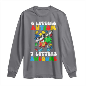 Funny 67 Autism Awareness Long Sleeve Shirt 6 Letters Autism 7 Letters Awesome Dabbing Puzzle TS11 Charcoal Print Your Wear