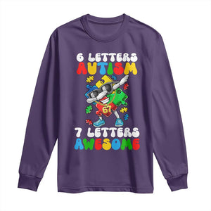Funny 67 Autism Awareness Long Sleeve Shirt 6 Letters Autism 7 Letters Awesome Dabbing Puzzle TS11 Purple Print Your Wear