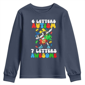 Funny 67 Autism Awareness Youth Sweatshirt 6 Letters Autism 7 Letters Awesome Dabbing Puzzle TS11 Navy Print Your Wear