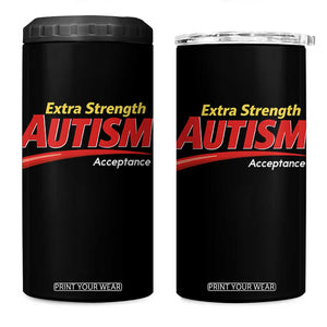 Funny Extra Strength Autism Acceptance Inappropriate Autism Meme 4 in 1 Can Cooler Tumbler TS11 One Size: 16 oz Black Print Your Wear