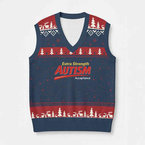 Funny Extra Strength Autism Acceptance Inappropriate Autism Meme V-Neck Knit Sweater Vest TS11 Navy Red Print Your Wear