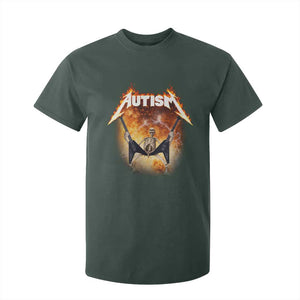 Autism Skeleton Rocker T Shirt For Kid Hardcore Rock Style Artwork TS11 Dark Forest Green Print Your Wear