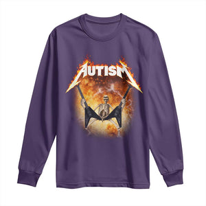 Autism Skeleton Rocker Long Sleeve Shirt Hardcore Rock Style Artwork TS11 Purple Print Your Wear