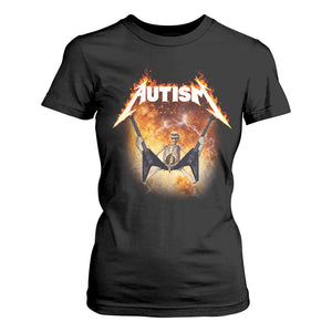 Autism Skeleton Rocker T Shirt For Women Hardcore Rock Style Artwork TS11 Black Print Your Wear
