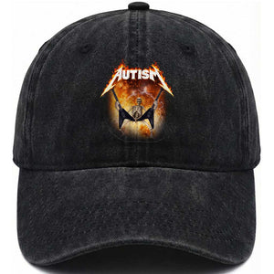 Autism Skeleton Rocker Washed Cotton Baseball Cap Hardcore Rock Style Artwork TS11 Print Your Wear