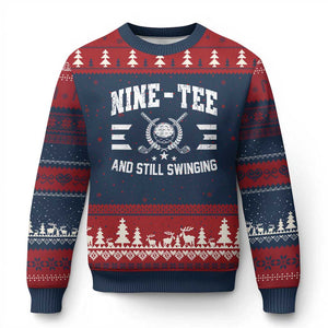 50th Birthday Golf Ugly Christmas Sweater Funny Fif Tee And Still On Par 50 Years Old TS11 Navy Red Print Your Wear