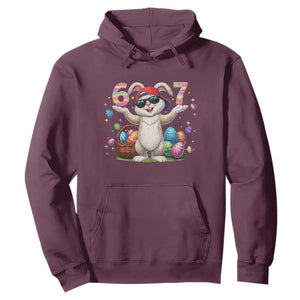 Funny Easter Day Six Seven 67 Bunny Boys Kids Hoodie TS11 Maroon Print Your Wear
