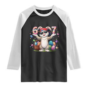 Funny Easter Day Six Seven 67 Bunny Boys Kids Raglan Shirt TS11 Black White Print Your Wear