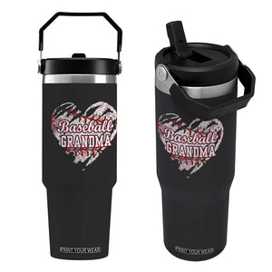 Baseball Grandma Flip Straw Tumbler Vintage Baseball Heart Game Day TS11 One Size: 30 oz Black Print Your Wear