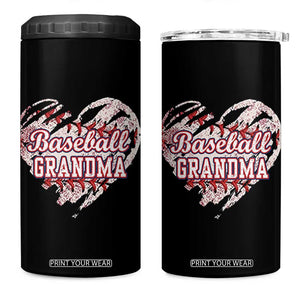 Baseball Grandma 4 in 1 Can Cooler Tumbler Vintage Baseball Heart Game Day TS11 One Size: 16 oz Black Print Your Wear