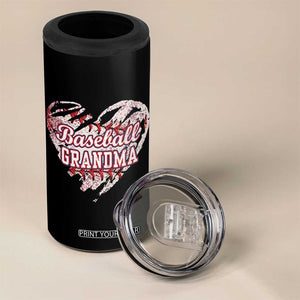 Baseball Grandma 4 in 1 Can Cooler Tumbler Vintage Baseball Heart Game Day TS11 Print Your Wear