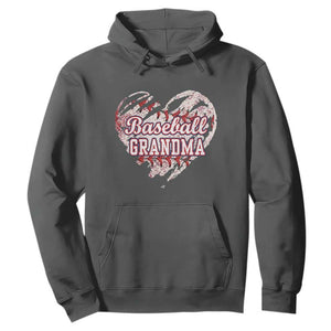 Baseball Grandma Hoodie Vintage Baseball Heart Game Day TS11 Dark Heather Print Your Wear