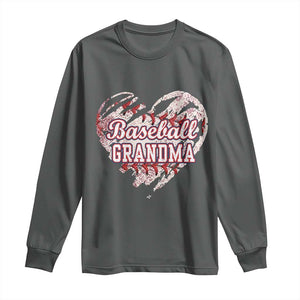 Baseball Grandma Long Sleeve Shirt Vintage Baseball Heart Game Day TS11 Dark Heather Print Your Wear
