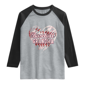 Baseball Grandma Raglan Shirt Vintage Baseball Heart Game Day TS11 Heather Gray Black Print Your Wear