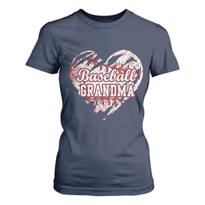 Baseball Grandma T Shirt For Women Vintage Baseball Heart Game Day TS11 Navy Print Your Wear