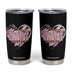 Baseball Grandma Tumbler Cup Vintage Baseball Heart Game Day TS11 Black Print Your Wear