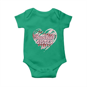 Baseball Sister Baby Onesie Vintage Baseball Heart Game Day TS11 Irish Green Print Your Wear