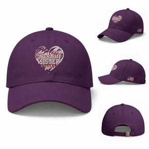 Baseball Sister Baseball Cap Vintage Baseball Heart Game Day TS11 Baseball Cap Universal Fit Purple Print Your Wear