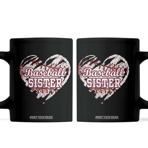 Baseball Sister Coffee Mug Vintage Baseball Heart Game Day TS11 Black Print Your Wear
