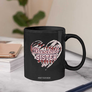 Baseball Sister Coffee Mug Vintage Baseball Heart Game Day TS11 Print Your Wear