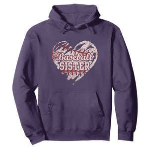 Baseball Sister Hoodie Vintage Baseball Heart Game Day TS11 Purple Print Your Wear