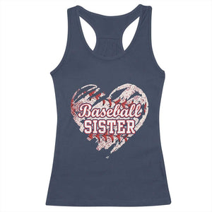 Baseball Sister Racerback Tank Top Vintage Baseball Heart Game Day TS11 Navy Print Your Wear