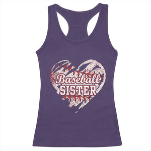 Baseball Sister Racerback Tank Top Vintage Baseball Heart Game Day TS11 Purple Print Your Wear
