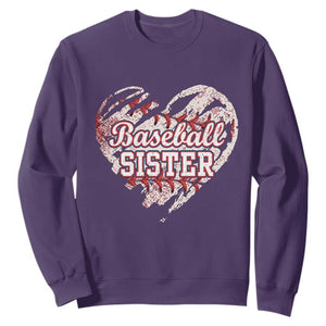 Baseball Sister Sweatshirt Vintage Baseball Heart Game Day TS11 Purple Print Your Wear