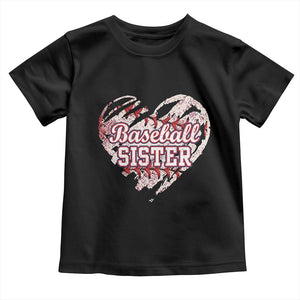 Baseball Sister Toddler T Shirt Vintage Baseball Heart Game Day TS11 Black Print Your Wear