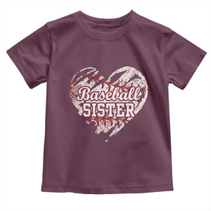 Baseball Sister Toddler T Shirt Vintage Baseball Heart Game Day TS11 Maroon Print Your Wear