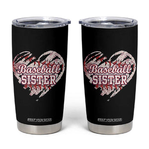 Baseball Sister Tumbler Cup Vintage Baseball Heart Game Day TS11 Black Print Your Wear