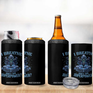 Scuba Diving 4 in 1 Can Cooler Tumbler I Breathe Underwater What's Your Superpower Skull TS11 Print Your Wear