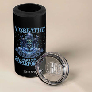 Scuba Diving 4 in 1 Can Cooler Tumbler I Breathe Underwater What's Your Superpower Skull TS11 Print Your Wear