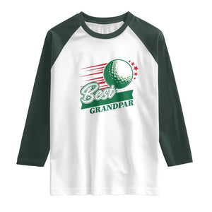 Golfing Dad Raglan Shirt Best Grandpar Golf Ball Father's Day TS11 White Dark Forest Green Print Your Wear