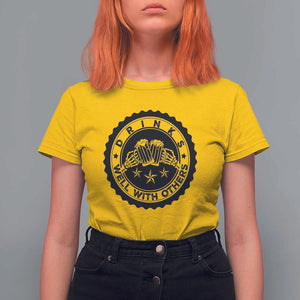 Funny Beer Lover T Shirt For Women Drinks Well With Others Drinking Beer Mug TS11 Daisy Print Your Wear