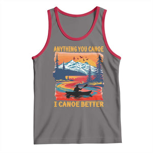 Funny Canoeing Tank Top Anything You Canoe I Canoe Better Retro Mountain River TS11 Deep Heather Red Print Your Wear