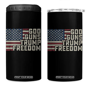 Funny God Guns Trump Freedom 4 in 1 Can Cooler Tumbler American Flag Christian Pro Gun TS11 One Size: 16 oz Black Print Your Wear