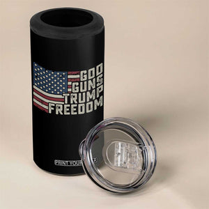 Funny God Guns Trump Freedom 4 in 1 Can Cooler Tumbler American Flag Christian Pro Gun TS11 Print Your Wear