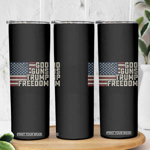Funny God Guns Trump Freedom Skinny Tumbler American Flag Christian Pro Gun TS11 Print Your Wear